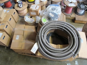LOT TO INCLUDE: (3) CABLES, ELECTRICAL TYPE, 14 AWG SIZE, 600 V, 125 C RATING, SILICONE RUBBER INSULATING MATERIAL, 9 CONDUCTOR, SHIELDED KIND, (2) CABLES, PVC ENCASED MATERIAL, HOUSING KIND, (4) CABLES, 4 PR/24 AWG, CATEGORY 5 KIND. 8 CONDUCTOR (4 PAIR) WORKSTATION CABLING. CATEGORY 5 RATED. 24AWG SOLID COPPER, INSULATED, PVC JACKETED, (29) TUBES, 3-1/2" ID X 7-1/2" OD X 12" LONG (+/- .250" ON LENGTH) TYPE FBE-COTTON FIBER BASE, PHENOLIC-RESIN MATERIAL, MIL-I-24768/13 KIND. ELECTRICAL GRADE, NEMA GRADE LE, HEAT TREATED. LOADING & HANDLING FEE $15-4080